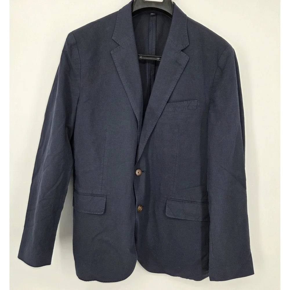 J. CREW Ludlow Men's 42 R Baird McNutt Irish Linen Blend Sport Coat Navy Blue
